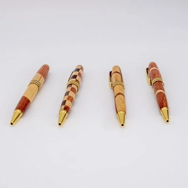 4 stylos chics en bois artisanaux