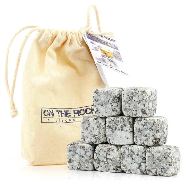 9 glaçons granit de l'Aubrac en sachet coton