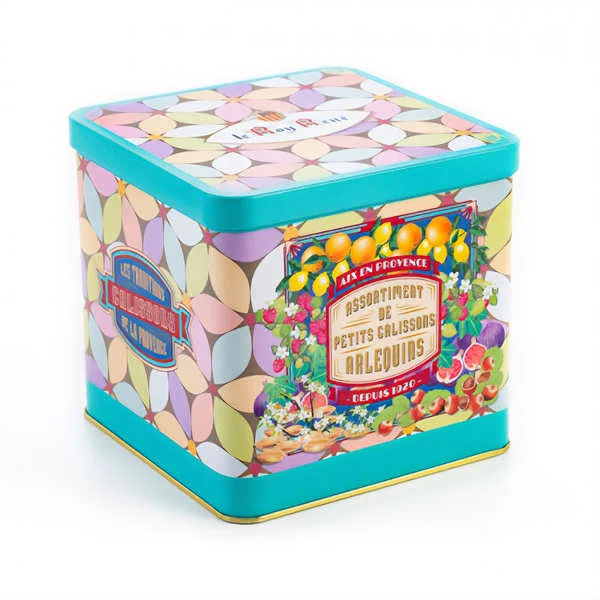 Assortiment de petits calissons arlequin Le Roy René - Boîte en métal