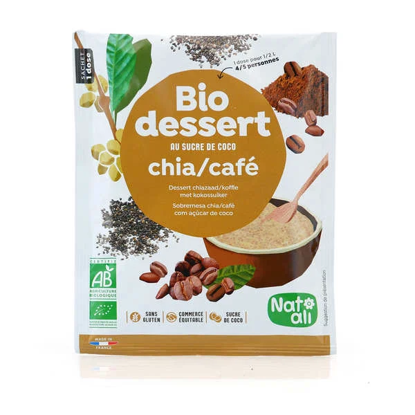 Bio Dessert Chia/Café - préparation bio et vegan pour dessert au sucre de coco