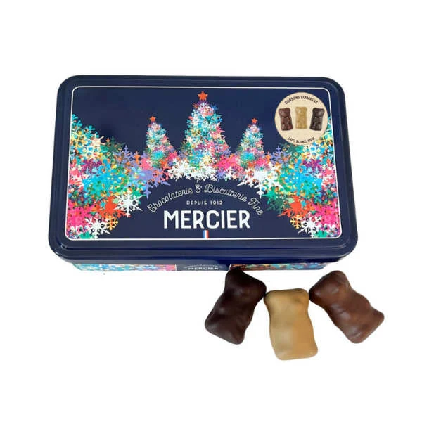Boîte fer de nounours guimauve Mercier 3 couleurs assorties
