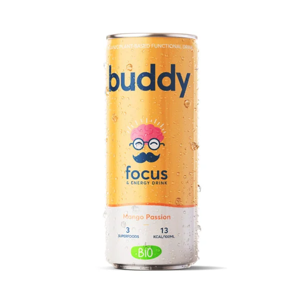 BUDDY - BOISSON FOCUS PETILLANTE MANGUE PASSION CANETTE 250ML x12 BIO