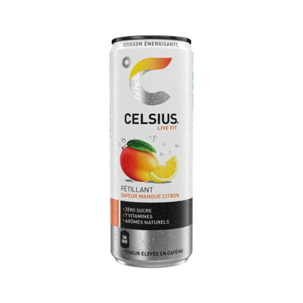 CELSIUS - BOISSON ENERGISANTE MANGUE LEMONADE CANETTE ALU 355ML x12