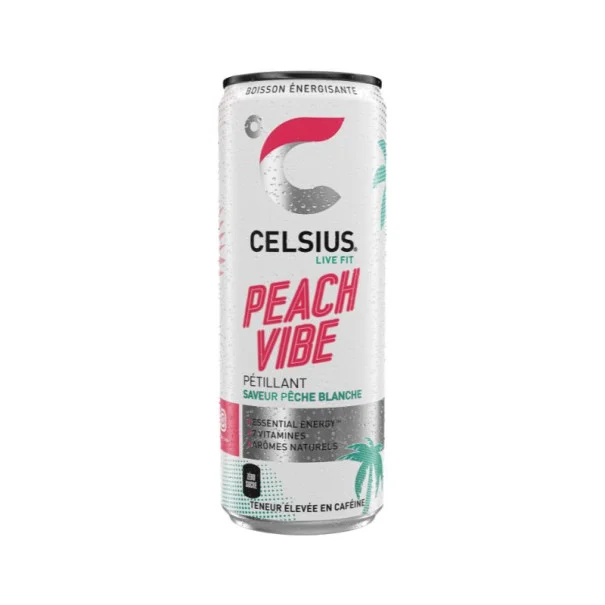 CELSIUS - BOISSON ENERGISANTE PEACH VIBE CANETTE ALU 355ML x12