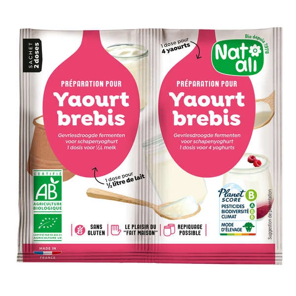 Ferments lyophilisés bio pour yaourt au lait de brebis
