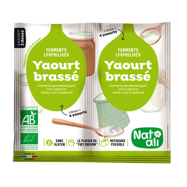 Ferments lyophilisés bio pour yaourt brassé