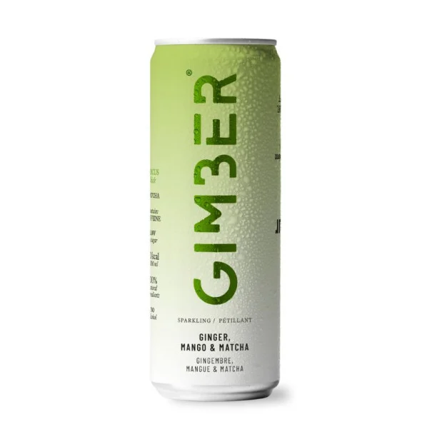 GIMBER - BOISSON PETILLANTE FOCUS GINGER MANGUE MATCHA CANETTE 250ML X12 BIO