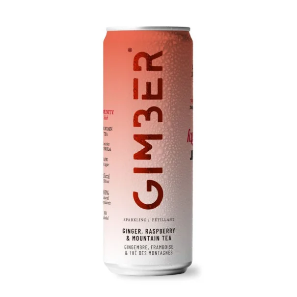 GIMBER - BOISSON PETILLANTE IMMUNITE GINGER FRAMBOISE THE CANETTE 250ML X12 BIO