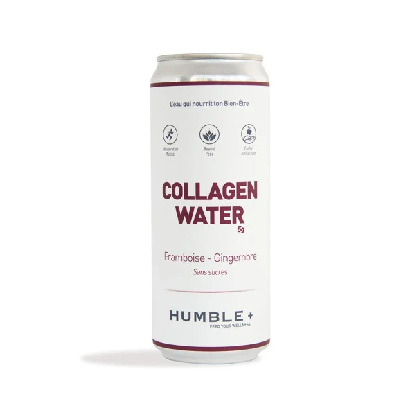 HUMBLE PLUS - EAU PETILLANTE COLLAGENE FRAMBOISE GINGEMBRE CANETTE ALU 330ML x24