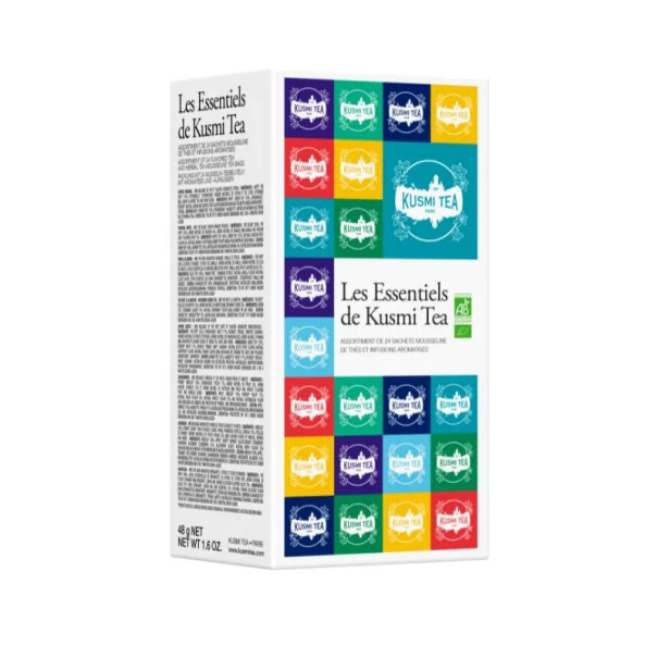KUSMI TEA - LES ESSENTIELS ASSORTIMENT THES ET INFUSIONS 24 SACHETS x1 BIO