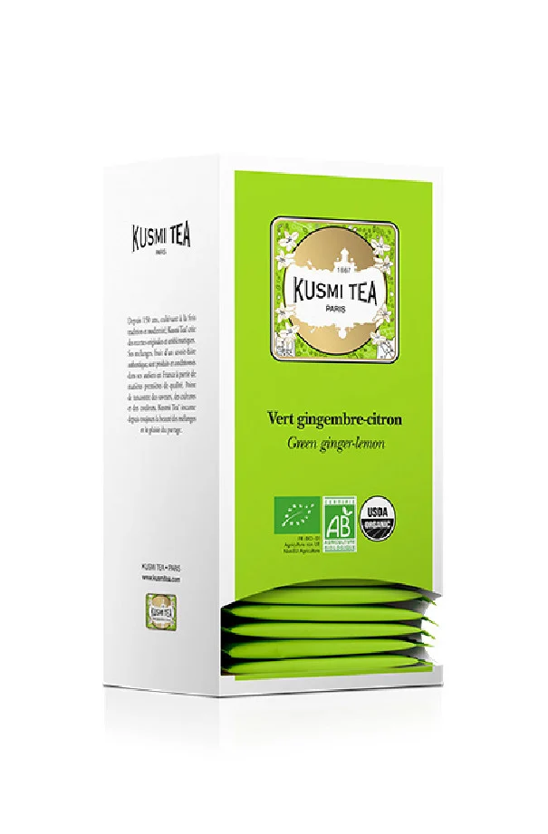 KUSMI TEA - THE VERT GINGEMBRE CITRON SACHET 2G x25 BIO
