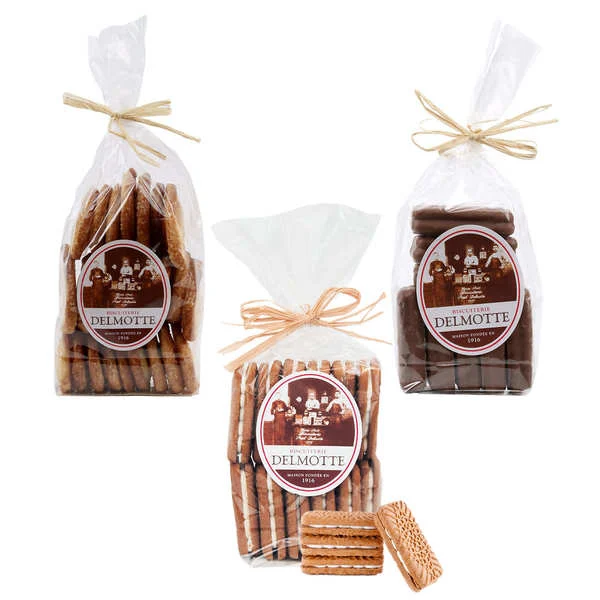 Lot découverte Biscuiterie Delmotte (Spéculoos fourrés vanille, chocolat et palmiers)
