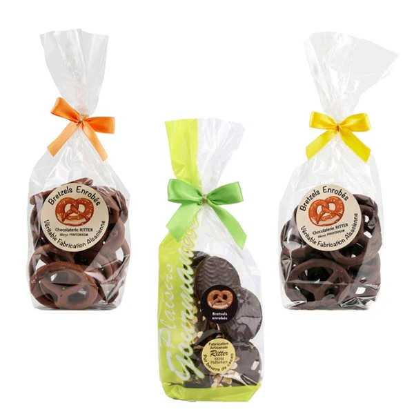 Lot découverte Chocolaterie Ritter (Bretzels salés enrobés de chocolat noir et lait, Palets de chocolat noir))