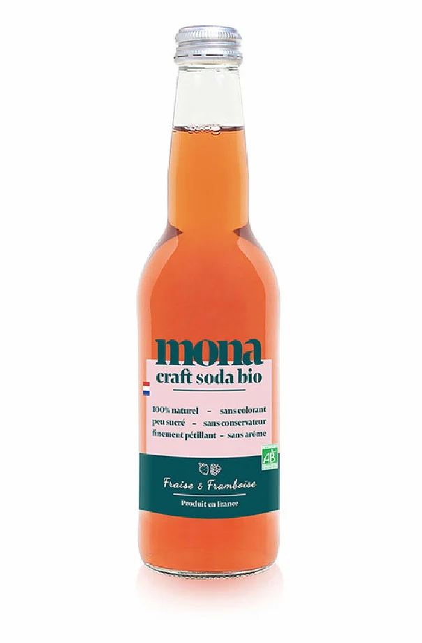 MONA - SODA FRAISE FRAMBOISE BOUTEILLE VERRE 330ML x12 BIO