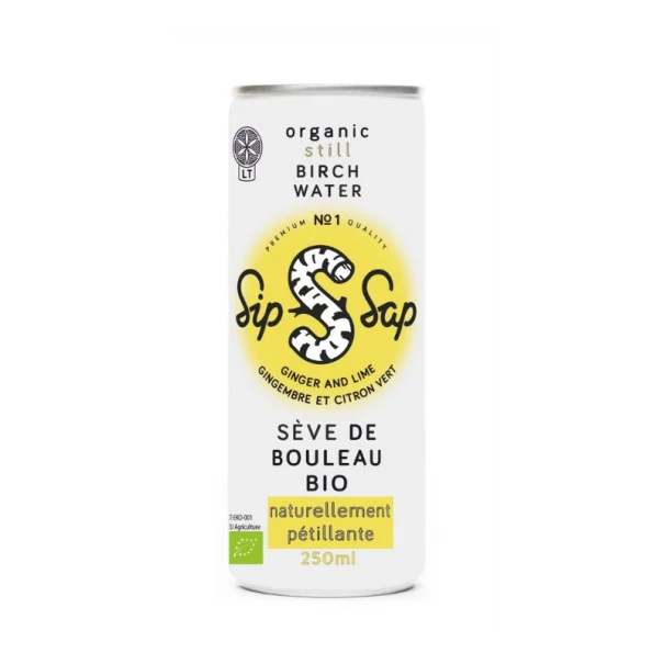 SIPSAP - EAU BOULEAU GINGEMBRE CANETTE ALU 250ML x12 BIO