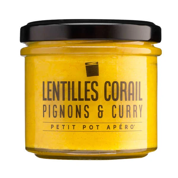 Tartinable apéro de lentilles corail, pignons et curry