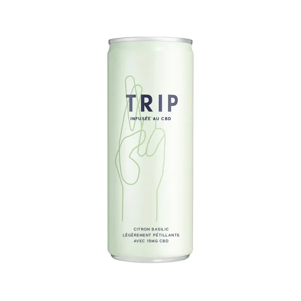 TRIP - EAU PETILLANTE CITRON BASILIC INFUSION CBD CANETTE ALU 250ML x12