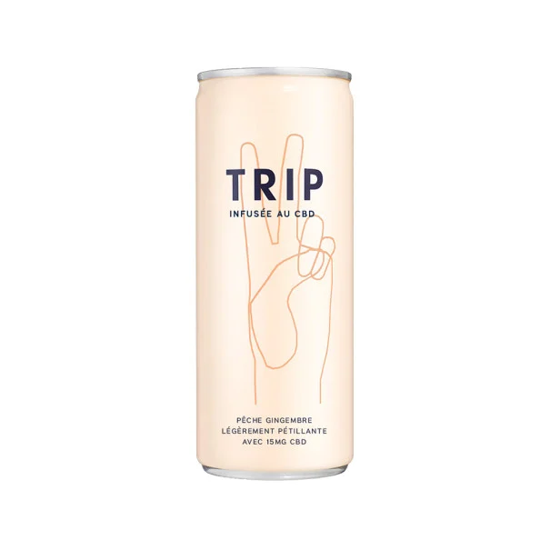 TRIP - EAU PETILLANTE PECHE GINGEMBRE INFUSION CBD CANETTE ALU 250ML x12