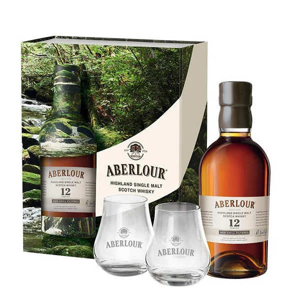 Whisky Aberlour 12 ans Un-chillfiltered coffret 2 verres 48%