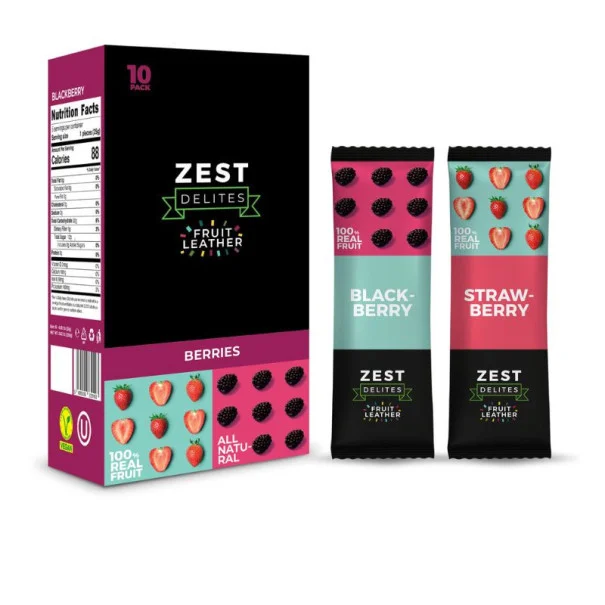ZEST DELITES - BARRES DE FRUIT FRAISE ET MURE 25G X10